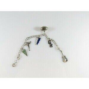 Vintage Sterling Silver High School Charm Bracelet 7" TL With Charms